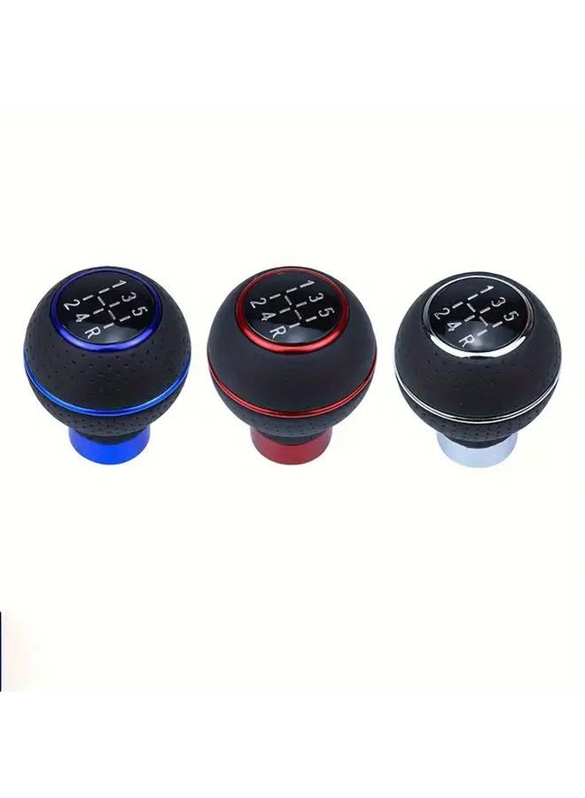 Blue Universal PU Leather 5 Speed Manual Racing Shift Knob with Aluminum Adapters - Image 4